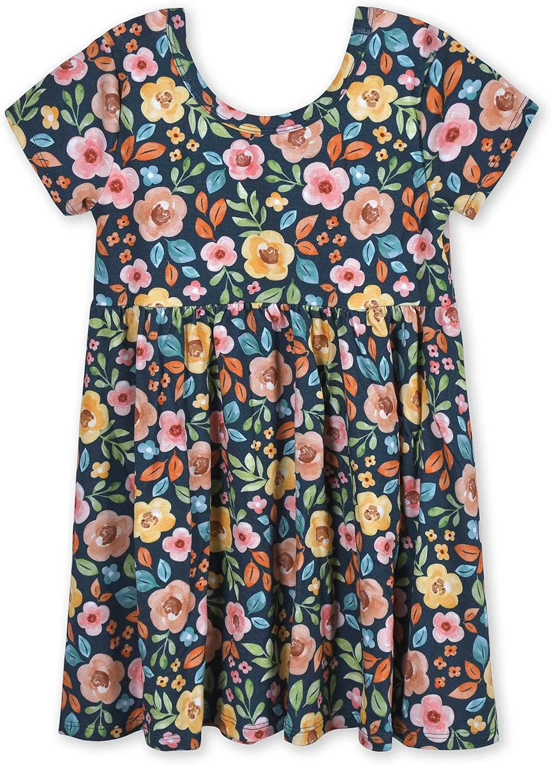 Gerber Baby Girls' Toddler Buttery Soft Short Sleeve Twirl Dress with Viscose Made from Eucalyptus