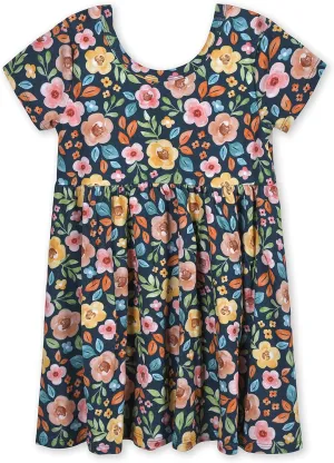 Gerber Baby Girls' Toddler Buttery Soft Short Sleeve Twirl Dress with Viscose Made from Eucalyptus
