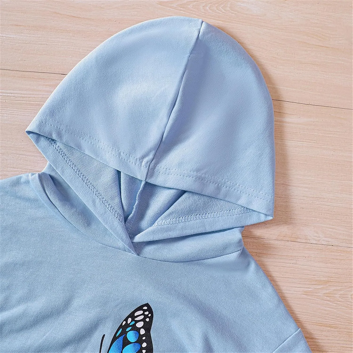 Girls Tracksuit Athletic Sweatsuits Butterfly Print Hoodies Cropped Sweatshirts and Jogger Sweatpants Clothing Sets