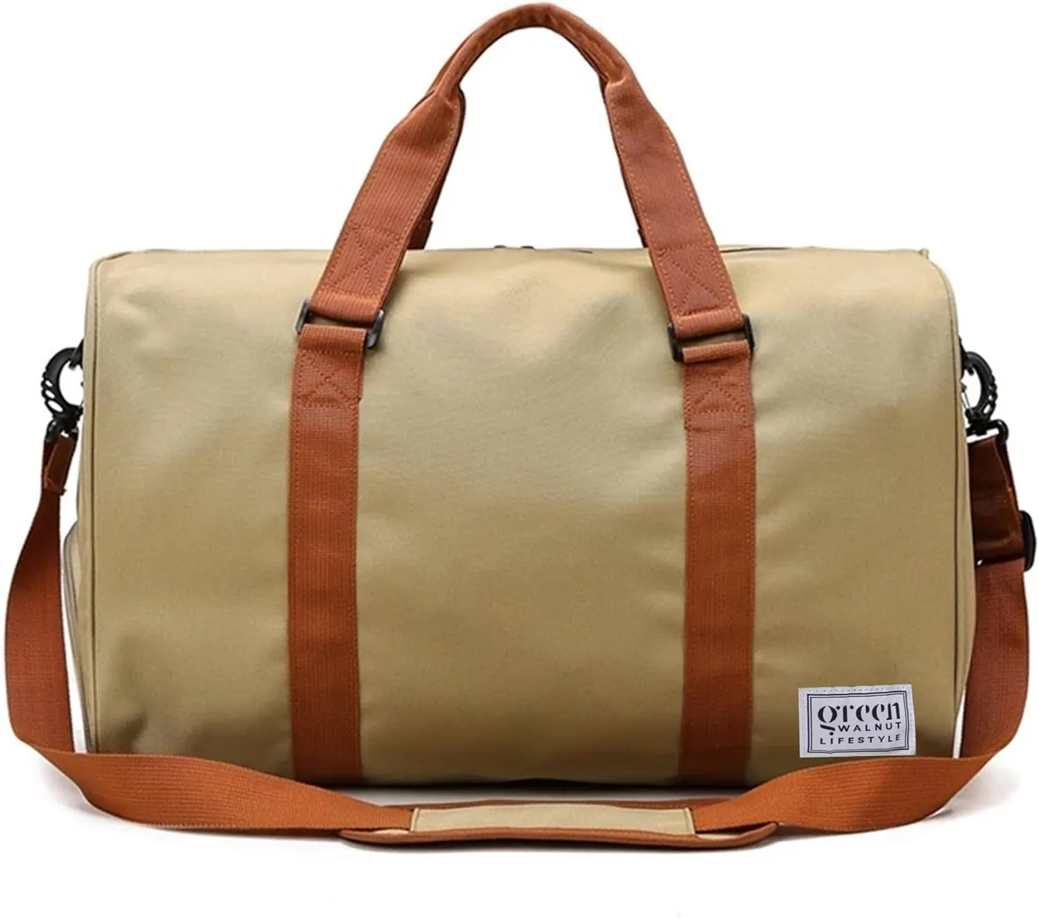 Greenwalnut Sports Gym Bag with Shoe Compartment & Wet Pocket,Travel Duffel Bag,Weekend Bag,Workout Bag Suitable for Men and Women, Khaki, Duffle Bag With Shoe Compartment