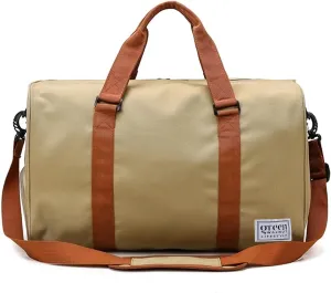 Greenwalnut Sports Gym Bag with Shoe Compartment & Wet Pocket,Travel Duffel Bag,Weekend Bag,Workout Bag Suitable for Men and Women, Khaki, Duffle Bag With Shoe Compartment