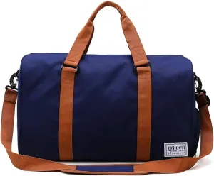 Greenwalnut Sports Gym Bag with Shoe Compartment & Wet Pocket,Travel Duffel Bag,Weekend Bag,Workout Bag Suitable for Men and Women, Navy Blue, Duffle Bag With Shoe Compartment