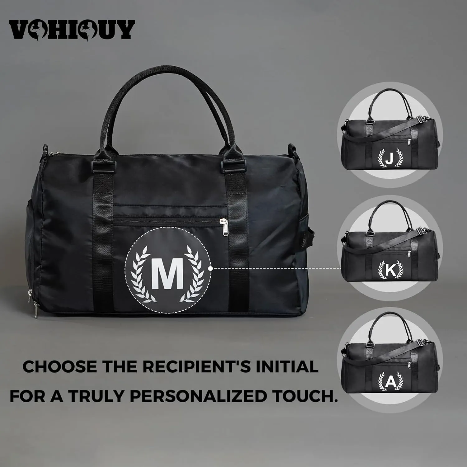 Gym Bag for Women & Men, Fitness Workout Sports Travel Duffle Bag with Wet Pocket & Shoes Compartment, Great Present for Gym Lovers Jet Black