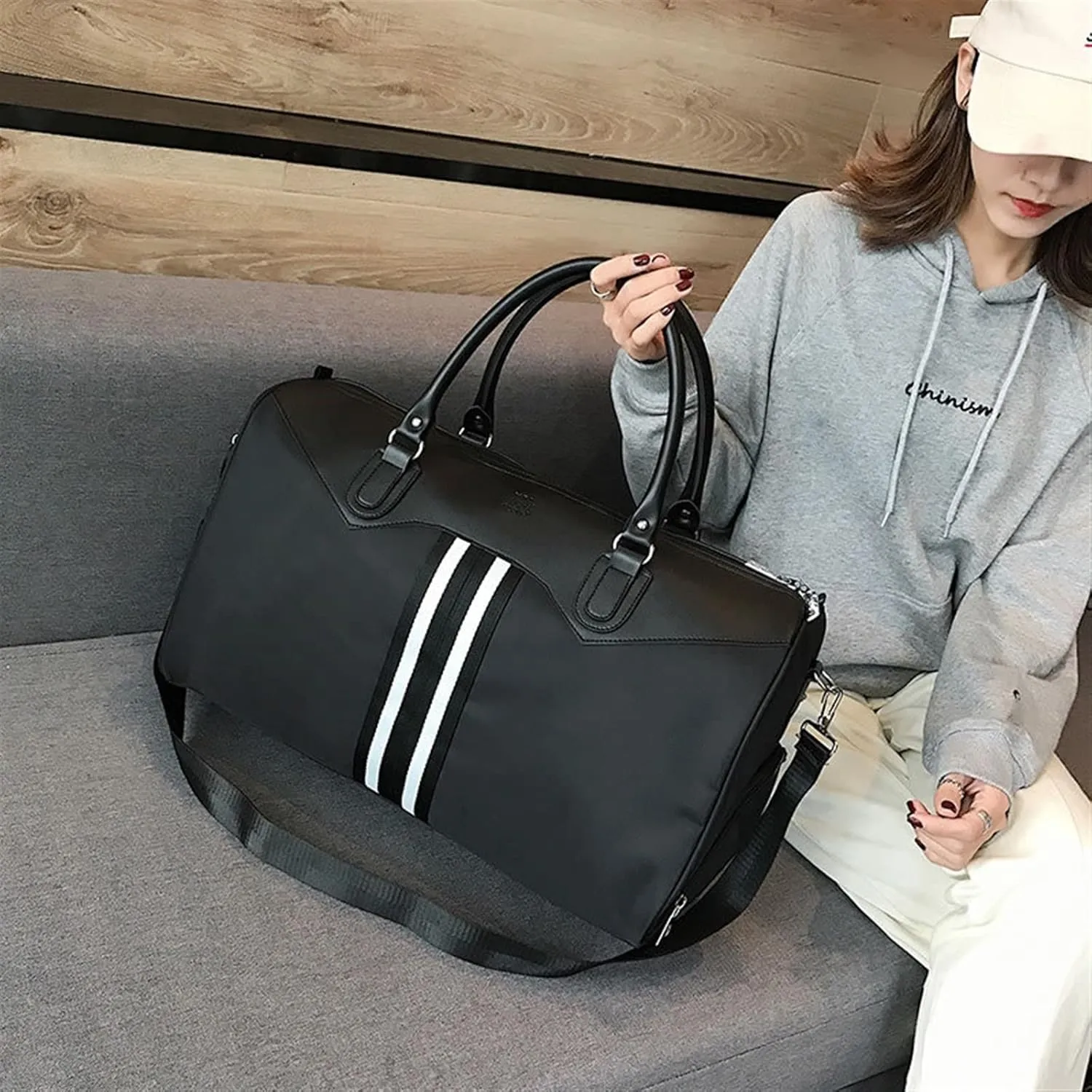 Gym bag for women Gym Travel Training Sports Fitness Shoulder Bag For Shoes Women Husband Duffle Waterproof Large Nylon Athletics Weekend Handbags(Large)