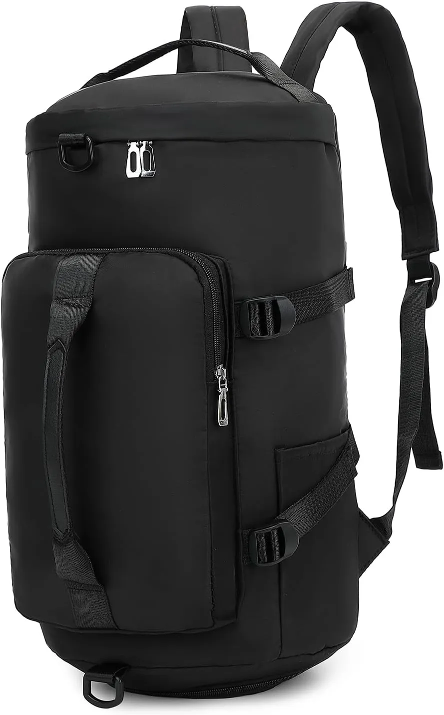 Gym Bag for Women,Waterproof Duffel Backpack Sports Duffle Bag with Shoes Compartment,Carry On Rucksack Daypack for Travel Yoga Camping, Black, Sport