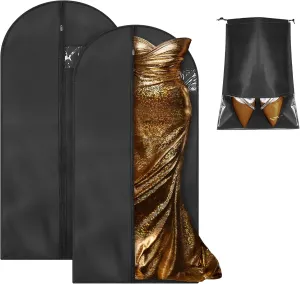 Halinuia 2 Hanging Garment Bags 140 x 60 cm, 1 Shoe Bag 32 x 44 cm, Hanging Garment Bags, Foldable Suit Men, Protective Cover for Wedding Dress with Window for Storage