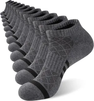 Heatuff 12 Pairs Men's Cushion Ankle Socks Athletic Running Low Cut Breathable Comfort Casual Socks