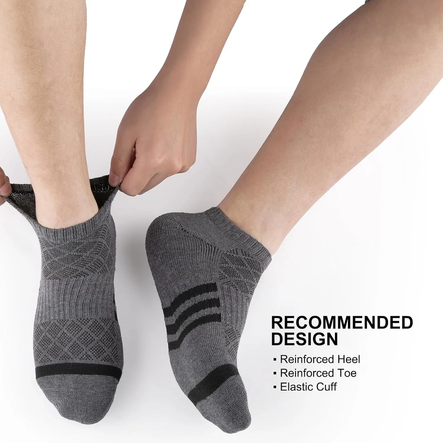 Heatuff 12 Pairs Men's Cushion Ankle Socks Athletic Running Low Cut Breathable Comfort Casual Socks
