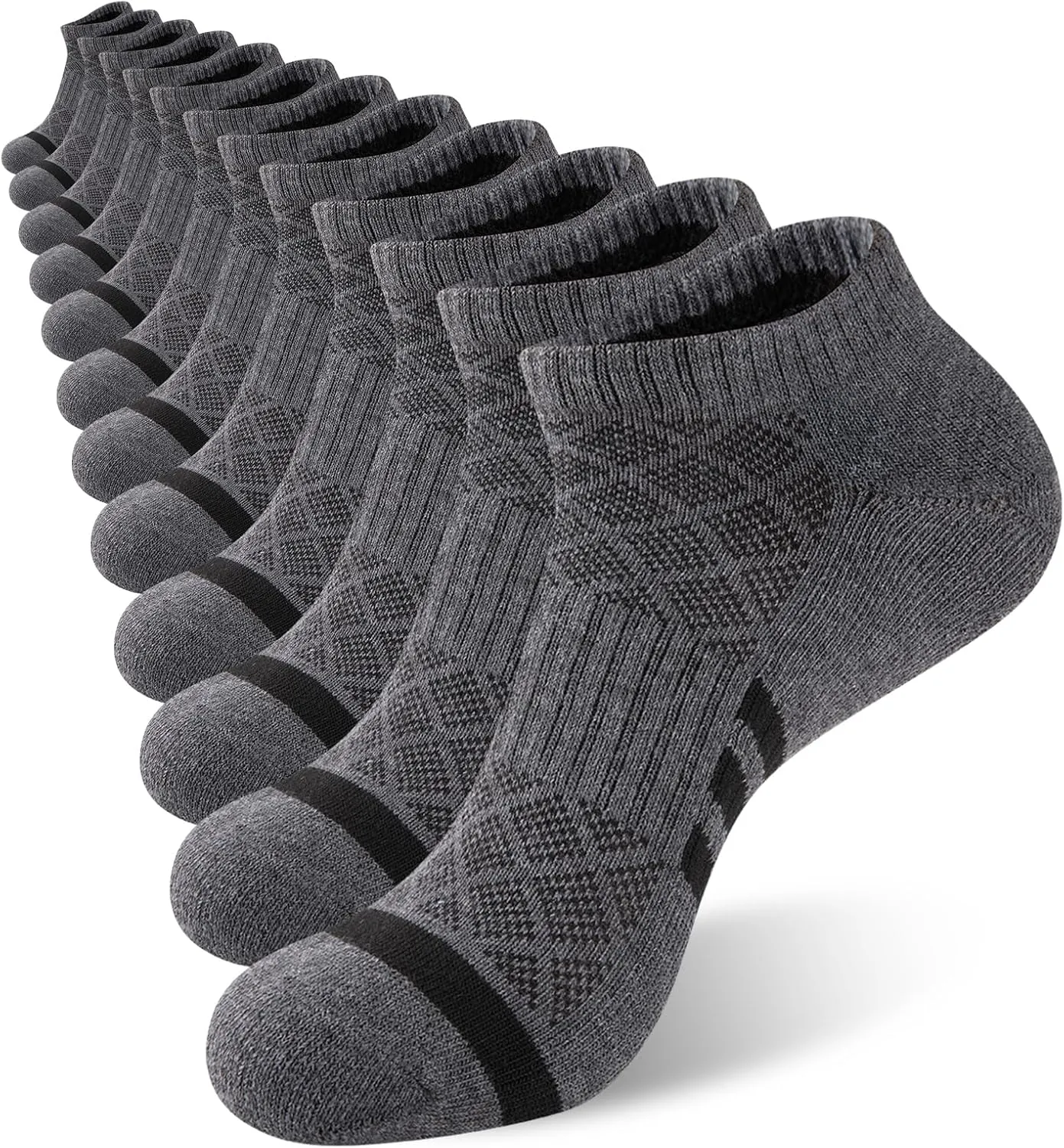 Heatuff 12 Pairs Men's Cushion Ankle Socks Athletic Running Low Cut Breathable Comfort Casual Socks
