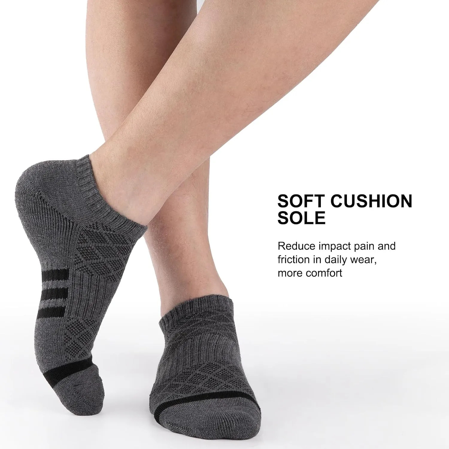 Heatuff 12 Pairs Men's Cushion Ankle Socks Athletic Running Low Cut Breathable Comfort Casual Socks