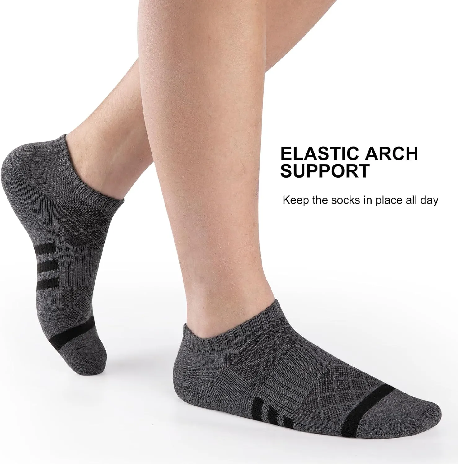Heatuff 12 Pairs Men's Cushion Ankle Socks Athletic Running Low Cut Breathable Comfort Casual Socks