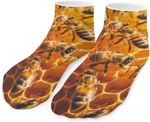 Honey Bee Printed Ankle Socks No Show Sock Low-Cut Athletic Socks for Men Women 1 Pair