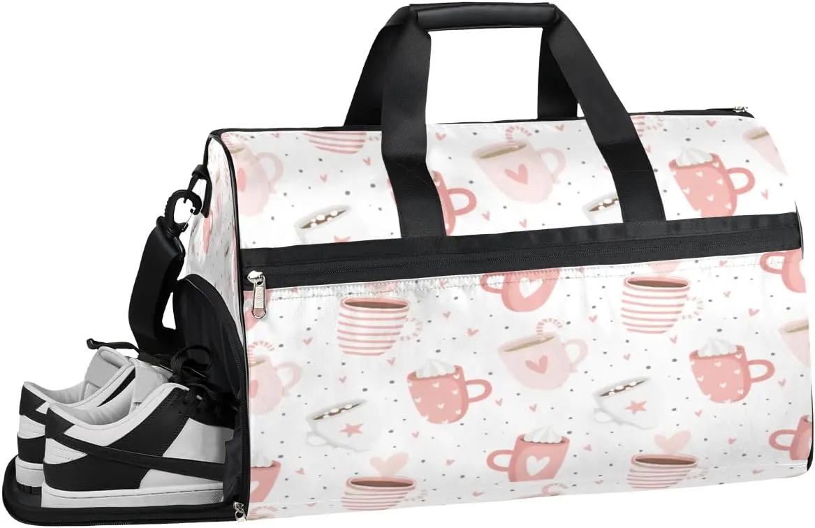 Icecream Coffee Resistant Sports Gym Bag for Women Men Travel Duffel bag with Wet Pocket & Shoes Compartment Waterproof Weekender Bag 19.7"x9.9"x13"