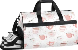 Icecream Coffee Resistant Sports Gym Bag for Women Men Travel Duffel bag with Wet Pocket & Shoes Compartment Waterproof Weekender Bag 19.7"x9.9"x13"