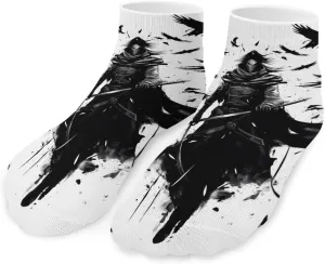 Japanese Samurai Birds Printed Ankle Socks No Show Sock Low-Cut Athletic Socks for Men Women 1 Pair