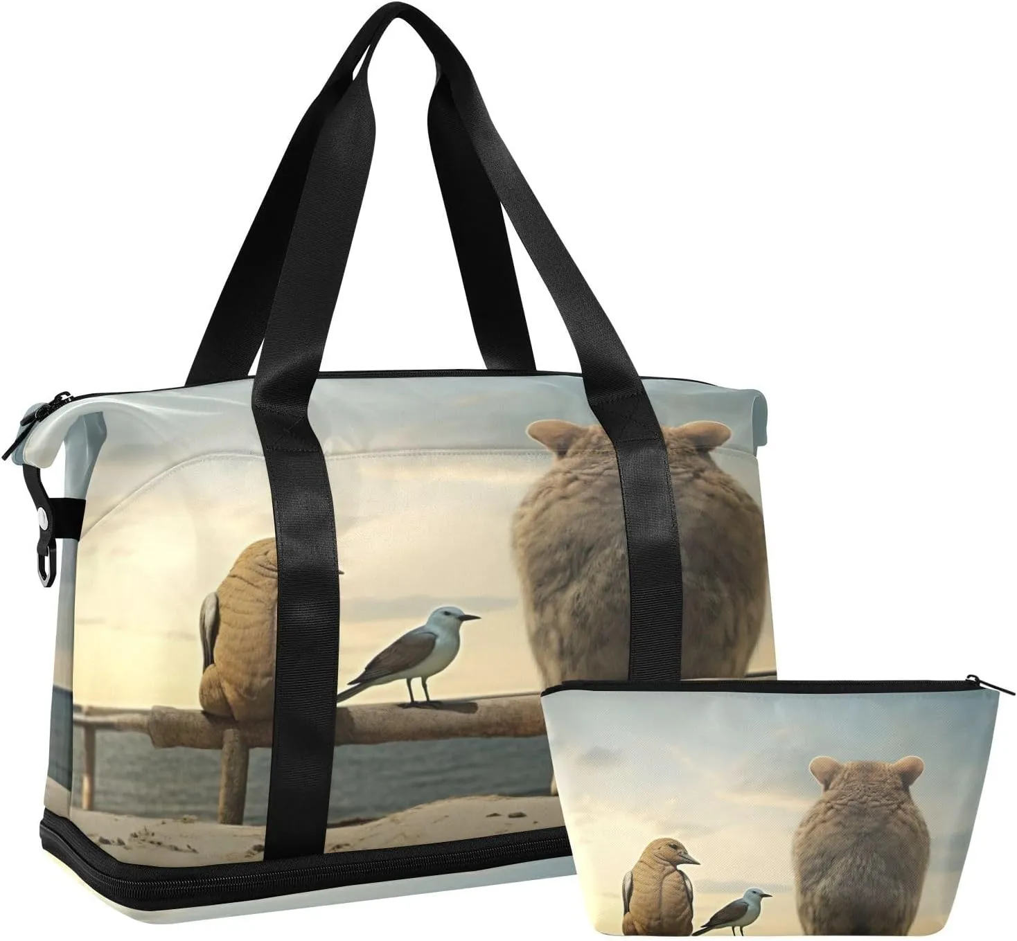 Kigai Cats Bird Gym Bag for Women & Men,Waterproof Weekender Overnight Bag with Shoes Compartment Sports Duffel Bag for Gym Yoga Swimming Camping