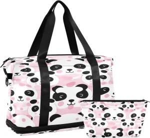 Kigai Cute Pandas Gym Bag for Women & Men,Waterproof Weekender Overnight Bag with Shoes Compartment Sports Duffel Bag for Gym Yoga Swimming Camping