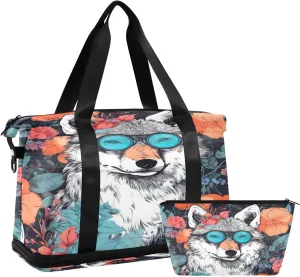 Kigai Fashionable Wolf69120510 Gym Bag for Women & Men,Waterproof Weekender Overnight Bag with Shoes Compartment Sports Duffel Bag for Gym Yoga Swimming Camping