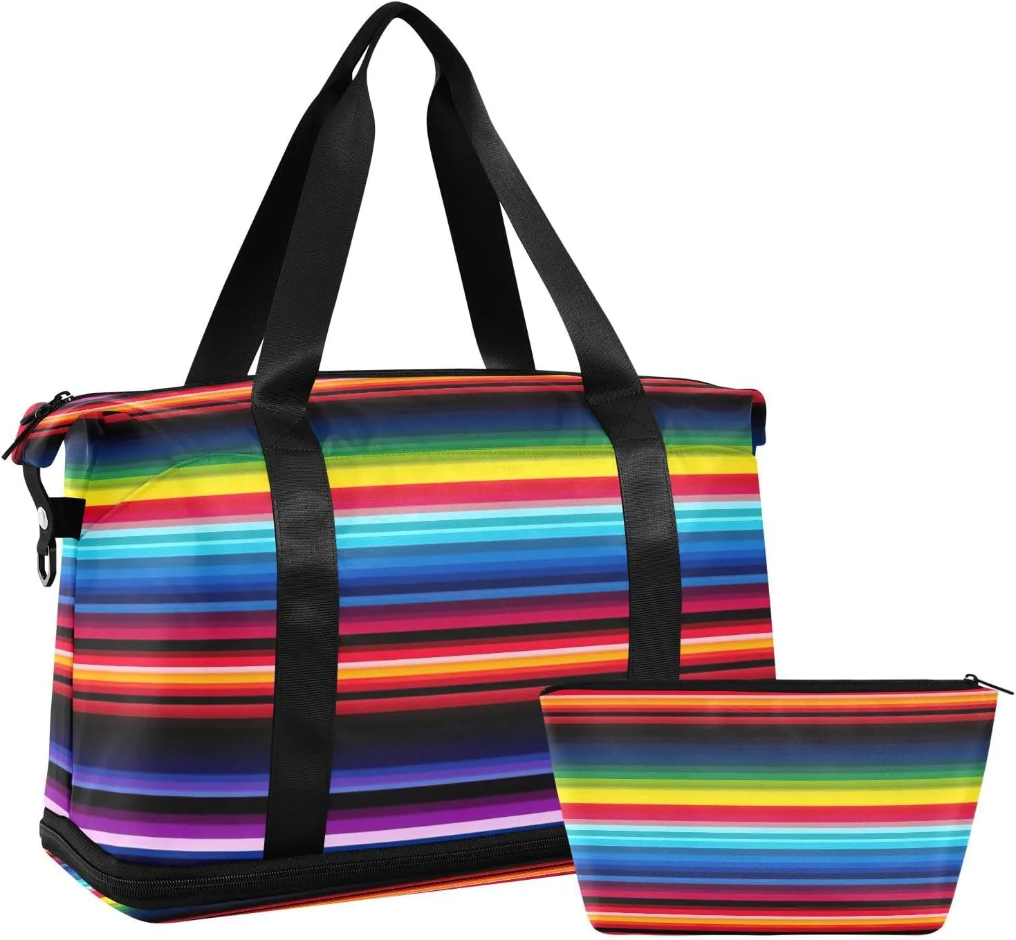 Kigai Mexican Stripes Gym Bag for Women & Men,Waterproof Weekender Overnight Bag with Shoes Compartment Sports Duffel Bag for Gym Yoga Swimming Camping