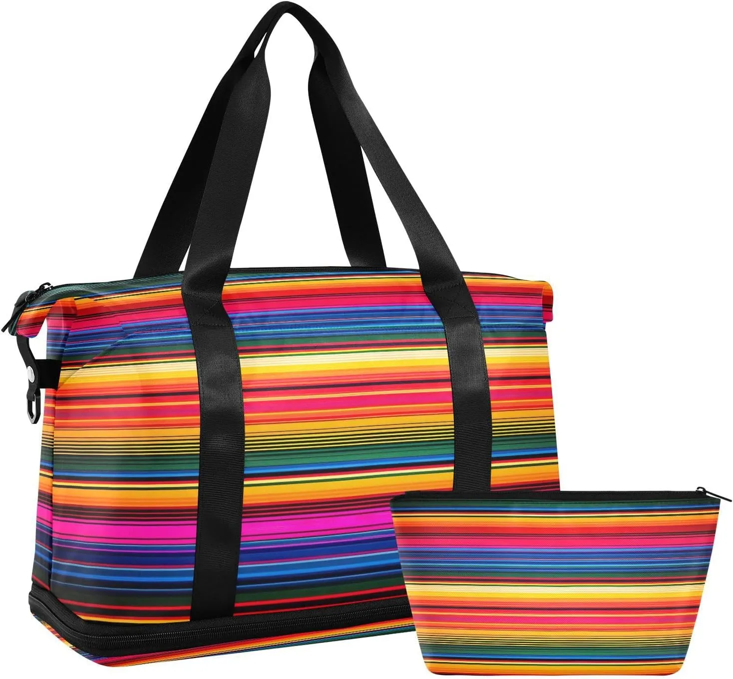 Kigai Mexican Stripes Gym Bag for Women & Men,Waterproof Weekender Overnight Bag with Shoes Compartment Sports Duffel Bag for Gym Yoga Swimming Camping