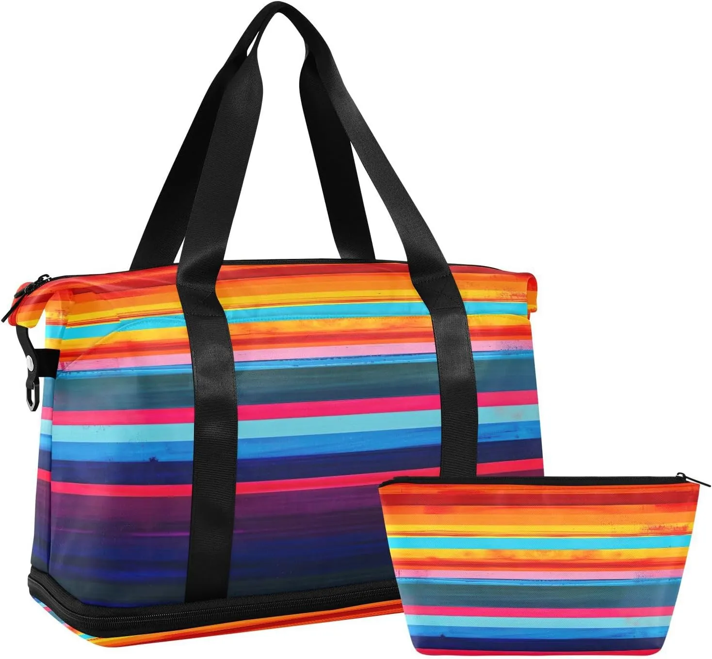 Kigai Mexican Stripes Gym Bag for Women & Men,Waterproof Weekender Overnight Bag with Shoes Compartment Sports Duffel Bag for Gym Yoga Swimming Camping