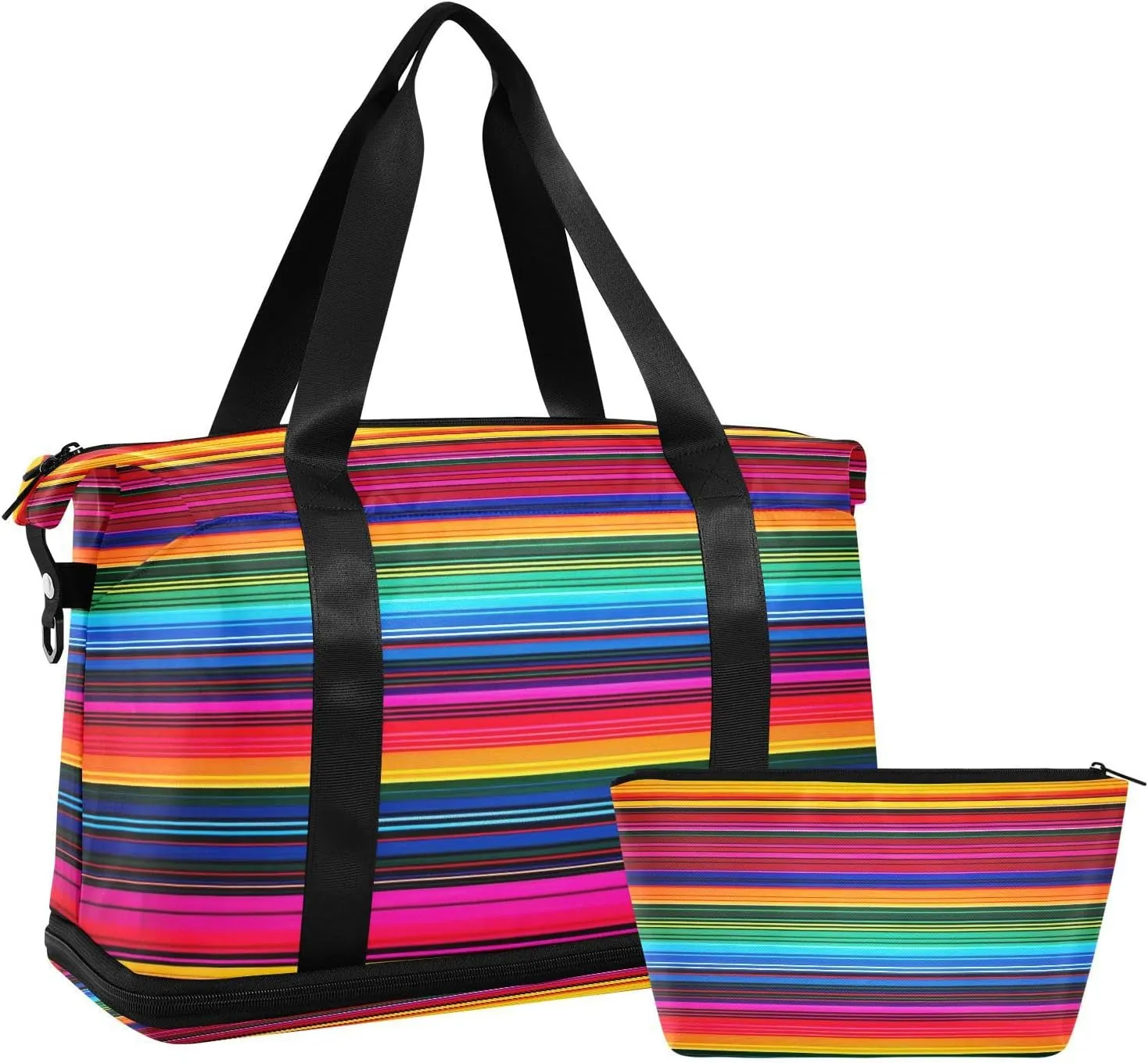 Kigai Mexican Stripes Gym Bag for Women & Men,Waterproof Weekender Overnight Bag with Shoes Compartment Sports Duffel Bag for Gym Yoga Swimming Camping