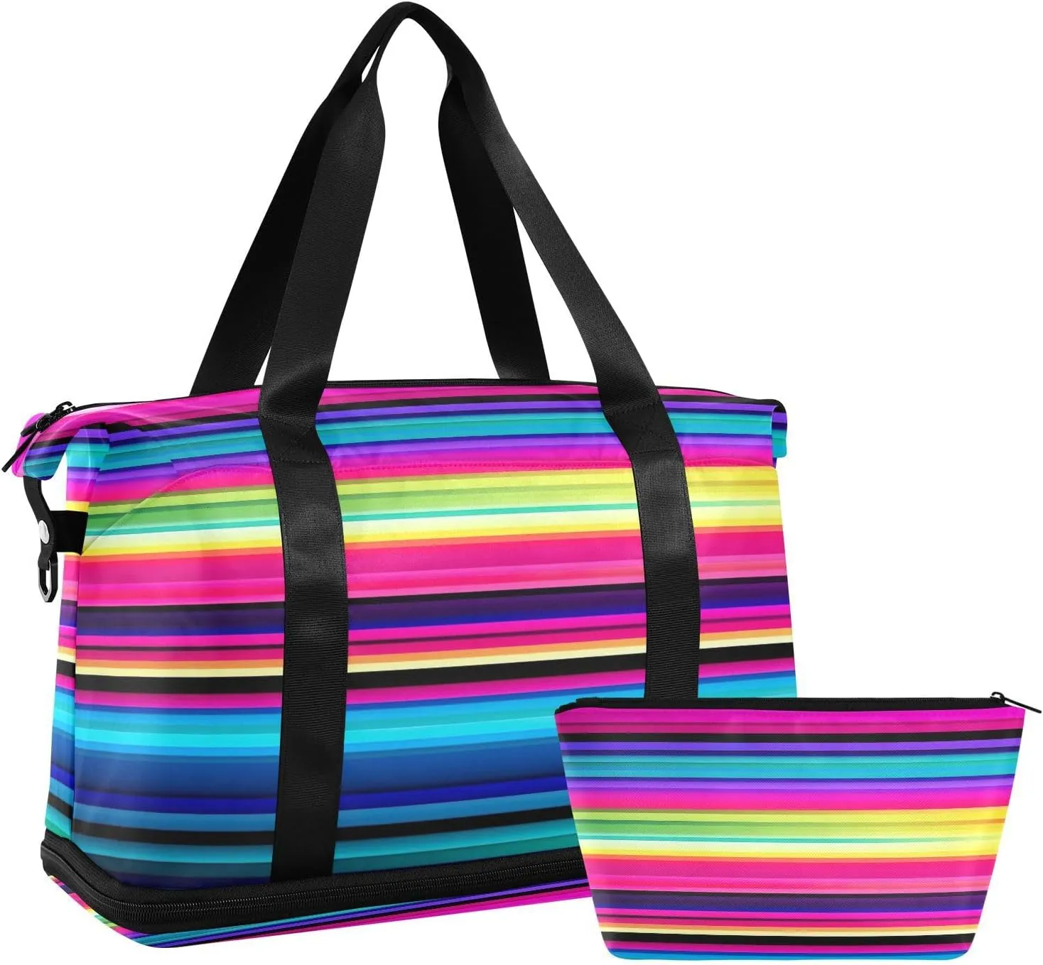 Kigai Mexican Stripes Gym Bag for Women & Men,Waterproof Weekender Overnight Bag with Shoes Compartment Sports Duffel Bag for Gym Yoga Swimming Camping