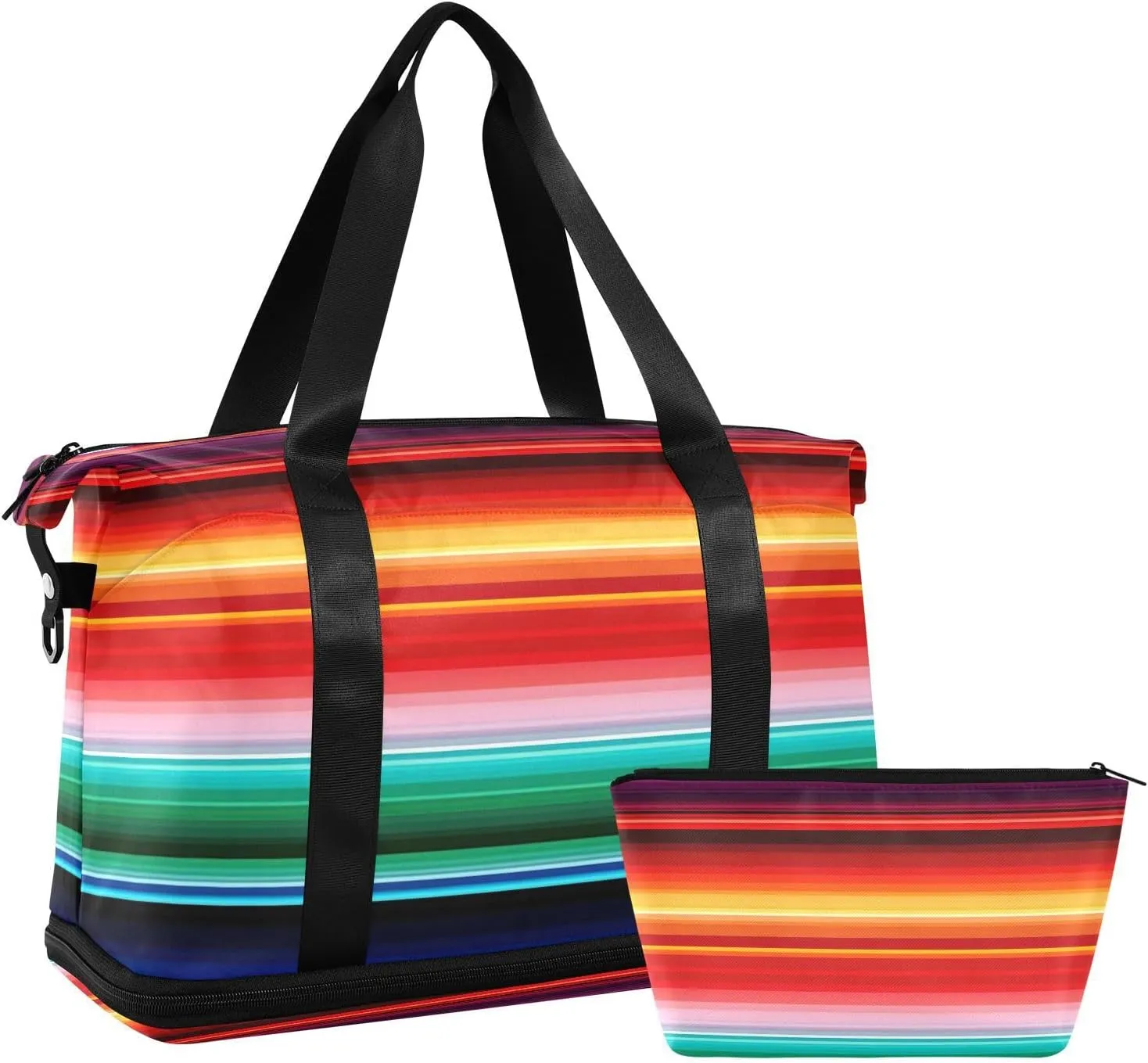 Kigai Mexican Stripes Gym Bag for Women & Men,Waterproof Weekender Overnight Bag with Shoes Compartment Sports Duffel Bag for Gym Yoga Swimming Camping
