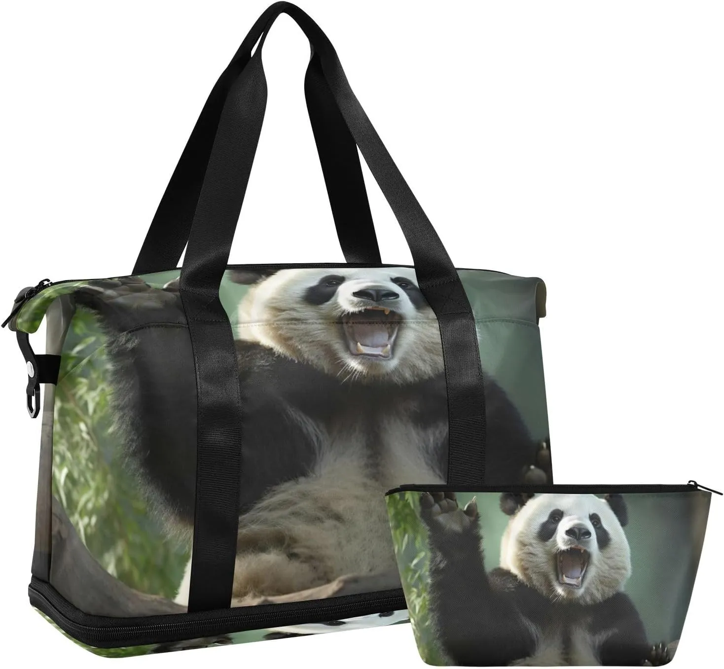 Kigai Naughty Panda Gym Bag for Women & Men,Waterproof Weekender Overnight Bag with Shoes Compartment Sports Duffel Bag for Gym Yoga Swimming Camping