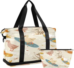 Kigai Surfing Pigeon Gym Bag for Women & Men,Waterproof Weekender Overnight Bag with Shoes Compartment Sports Duffel Bag for Gym Yoga Swimming Camping