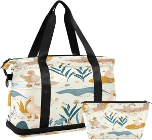 Kigai Surfing Pigeon Gym Bag for Women & Men,Waterproof Weekender Overnight Bag with Shoes Compartment Sports Duffel Bag for Gym Yoga Swimming Camping