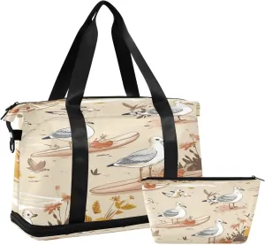 Kigai Surfing Pigeon Gym Bag for Women & Men,Waterproof Weekender Overnight Bag with Shoes Compartment Sports Duffel Bag for Gym Yoga Swimming Camping