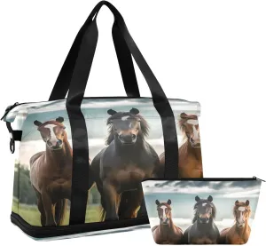 Kigai Thought Horse Gym Bag for Women & Men,Waterproof Weekender Overnight Bag with Shoes Compartment Sports Duffel Bag for Gym Yoga Swimming Camping