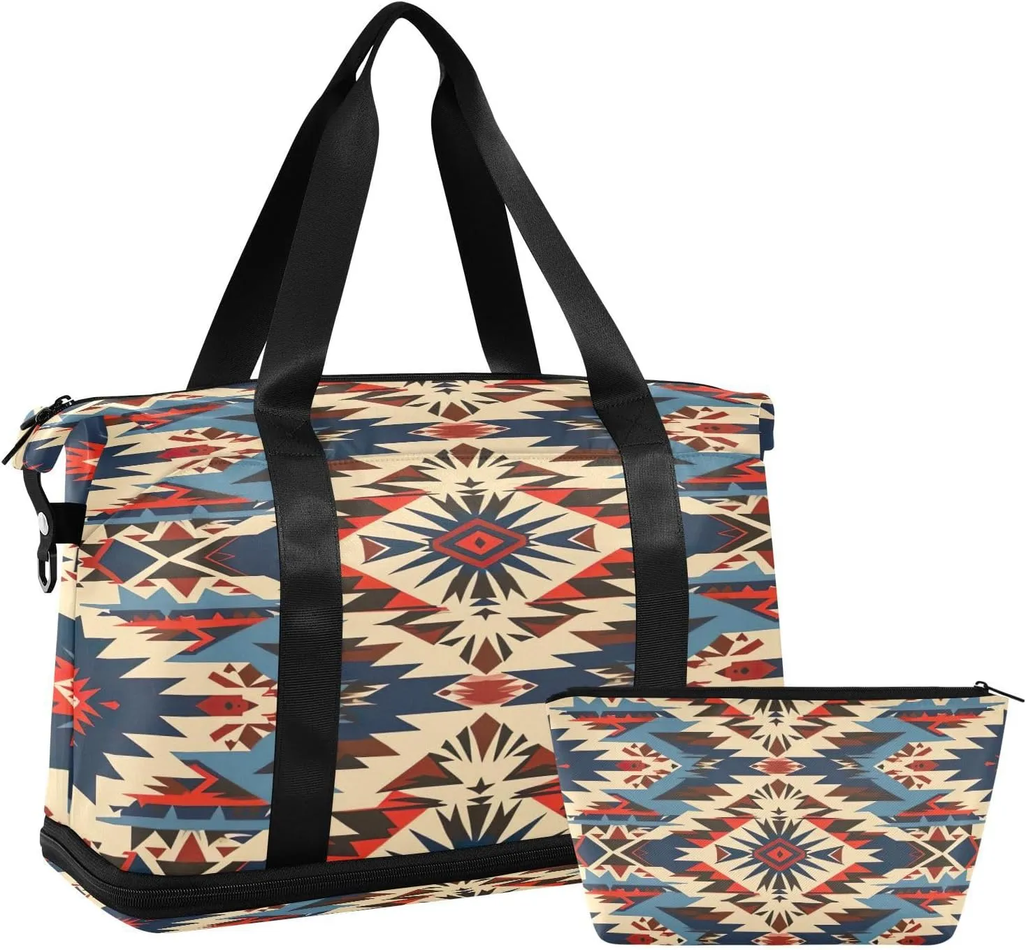 Kigai Tribal Pattern Gym Bag for Women & Men,Waterproof Weekender Overnight Bag with Shoes Compartment Sports Duffel Bag for Gym Yoga Swimming Camping