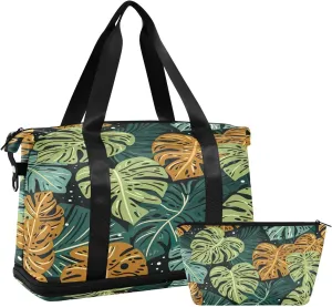 Kigai Vintage Palm Gym Bag for Women & Men,Waterproof Weekender Overnight Bag with Shoes Compartment Sports Duffel Bag for Gym Yoga Swimming Camping