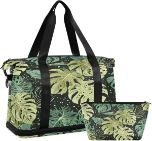 Kigai Vintage Palm Gym Bag for Women & Men,Waterproof Weekender Overnight Bag with Shoes Compartment Sports Duffel Bag for Gym Yoga Swimming Camping