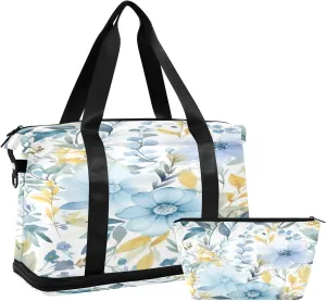 Kigai Watercolor Flowers Gym Bag for Women & Men,Waterproof Weekender Overnight Bag with Shoes Compartment Sports Duffel Bag for Gym Yoga Swimming Camping