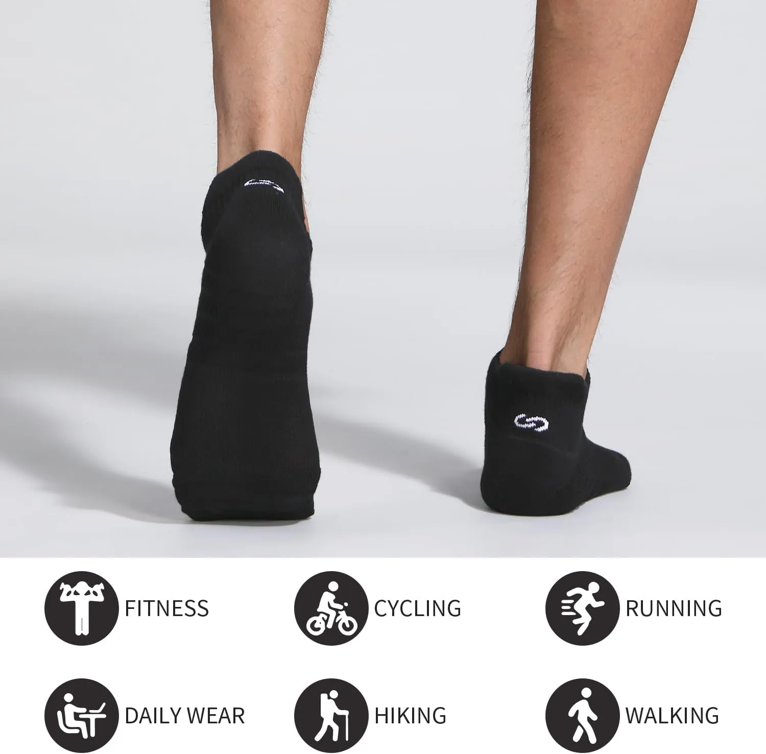 Lapulas Athletic Running Ankle Socks, Low Cut Cushioned Anti-Blister Tab Sports Socks Men Women 6Pairs
