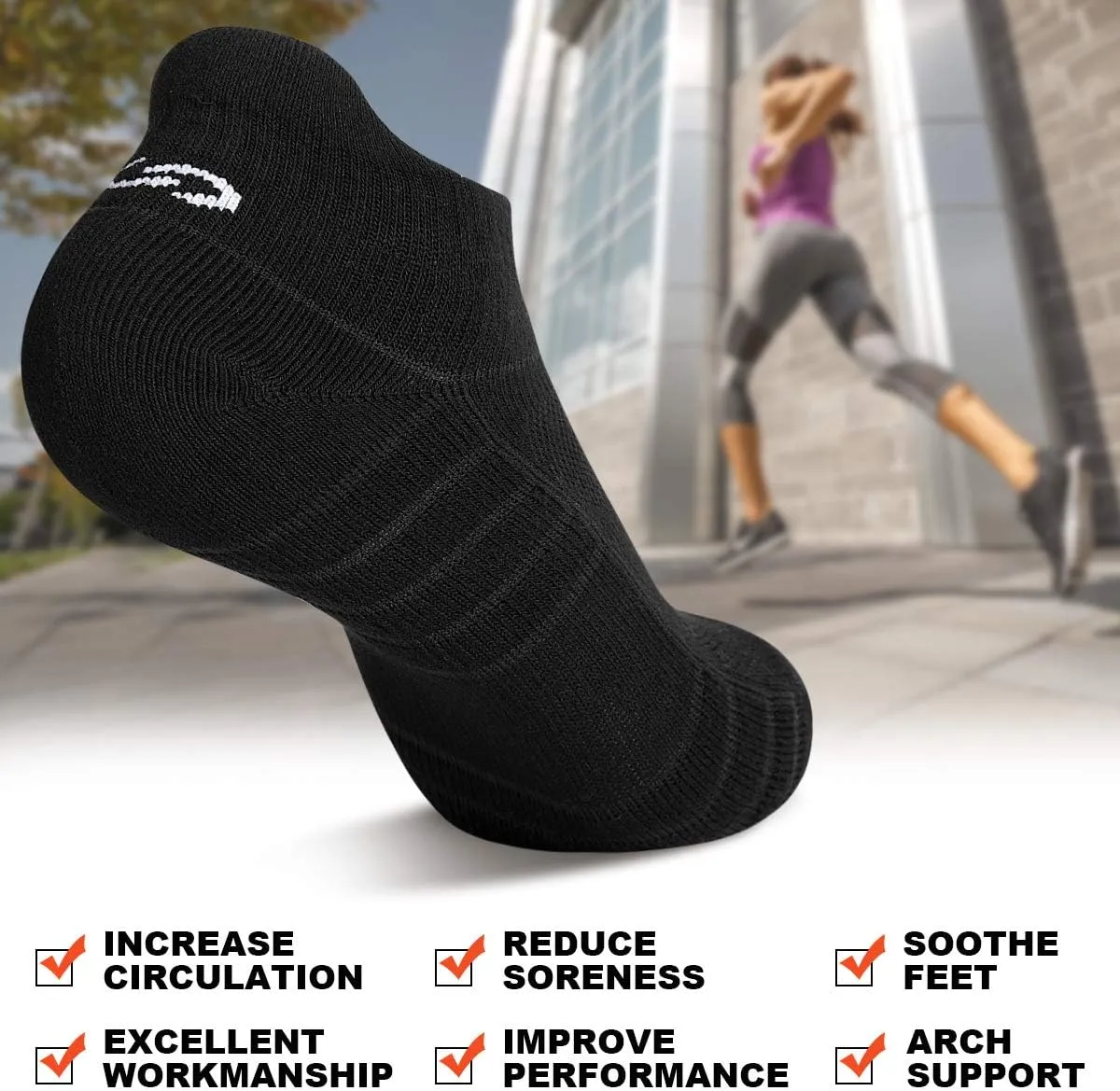 Lapulas Athletic Running Ankle Socks, Low Cut Cushioned Anti-Blister Tab Sports Socks Men Women 6Pairs