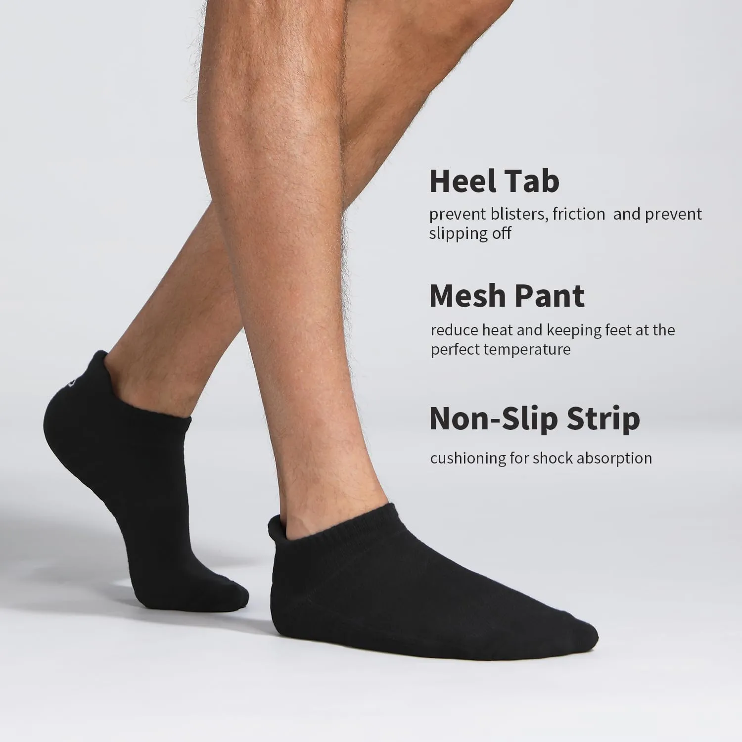Lapulas Athletic Running Ankle Socks, Low Cut Cushioned Anti-Blister Tab Sports Socks Men Women 6Pairs