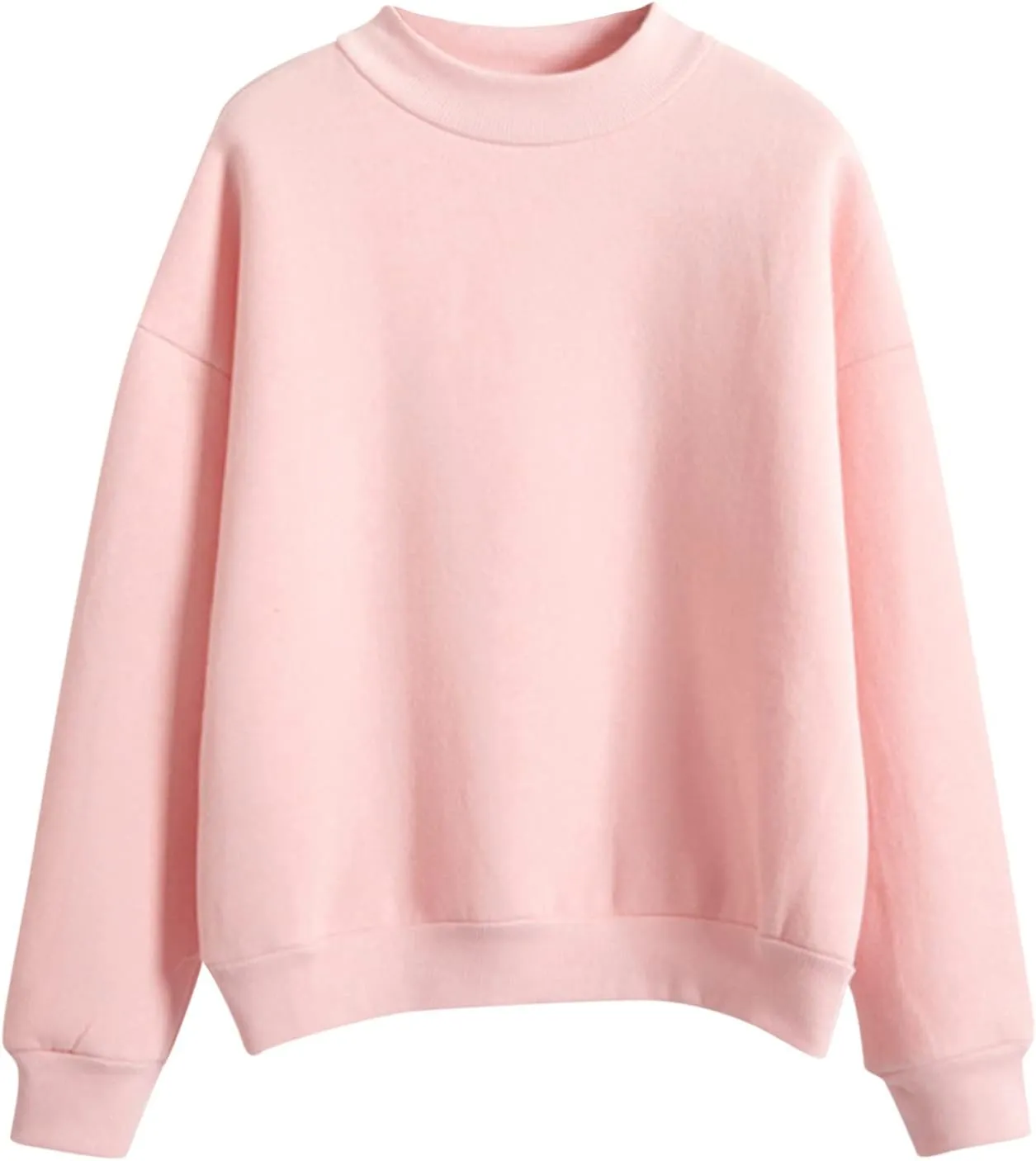LCMTWX Women Sweatshirt Casual Easy Solid Color Long-Sleeves Round Neck Top Blouse Womens Hoodie Sweatshirt Long Sleeve