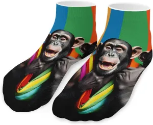 LGBT Proud Chimp Monkey Printed Ankle Socks No Show Sock Low-Cut Athletic Socks for Men Women 1 Pair