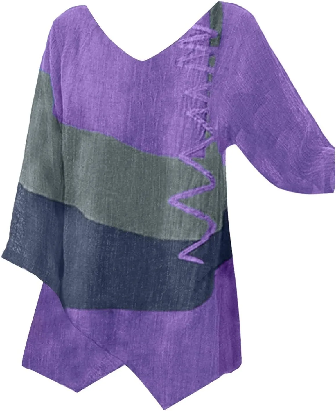 Linen Shirts for Women Loose Fit 3/4 Length Sleeve Summer Tunic Tops 2025 Side Split Dressy Tees Plus Size Blouse