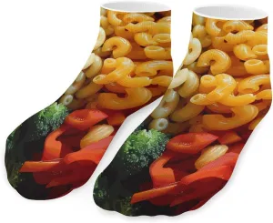 Macaroni Food Printed Ankle Socks No Show Sock Low-Cut Athletic Socks for Men Women 1 Pair