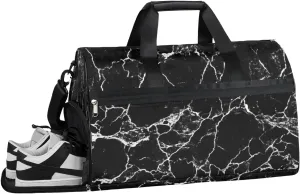Marble Texture Resistant Sports Gym Bag for Women Men Travel Duffel bag with Wet Pocket & Shoes Compartment Waterproof Weekender Bag 19.7"x9.9"x13"