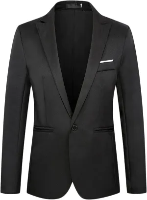 Men's Suit Jacket One Button Slim Fit Sport Coat Business Daily Blazer
