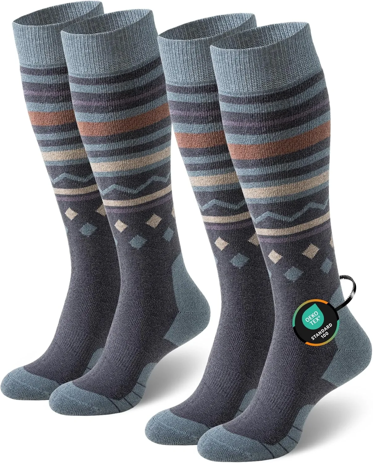 Merino Wool Ski Socks for Men Women, Thick Knee High Thermal Winter Snowboarding Socks with Exquisite Box