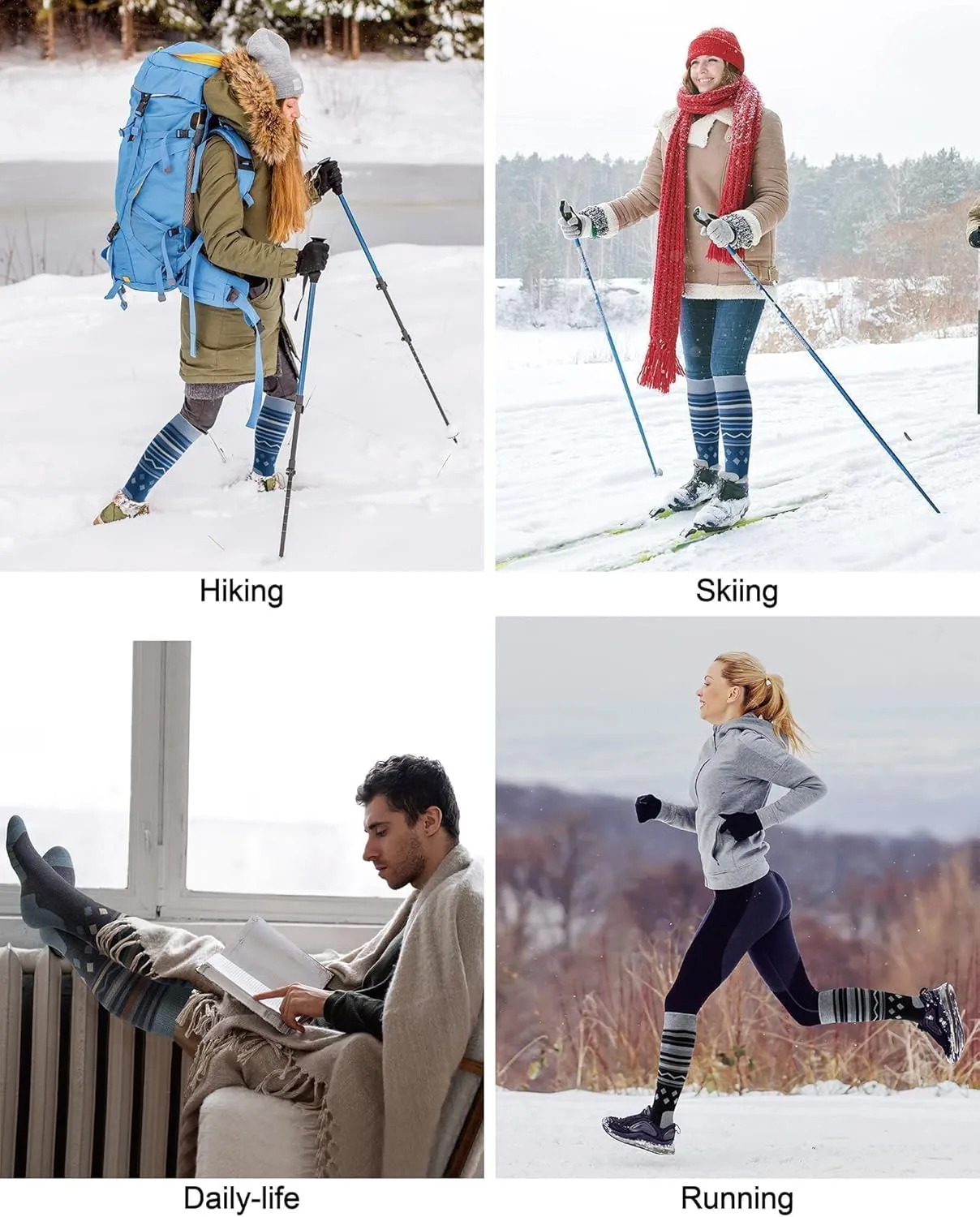 Merino Wool Ski Socks for Men Women, Thick Knee High Thermal Winter Snowboarding Socks with Exquisite Box