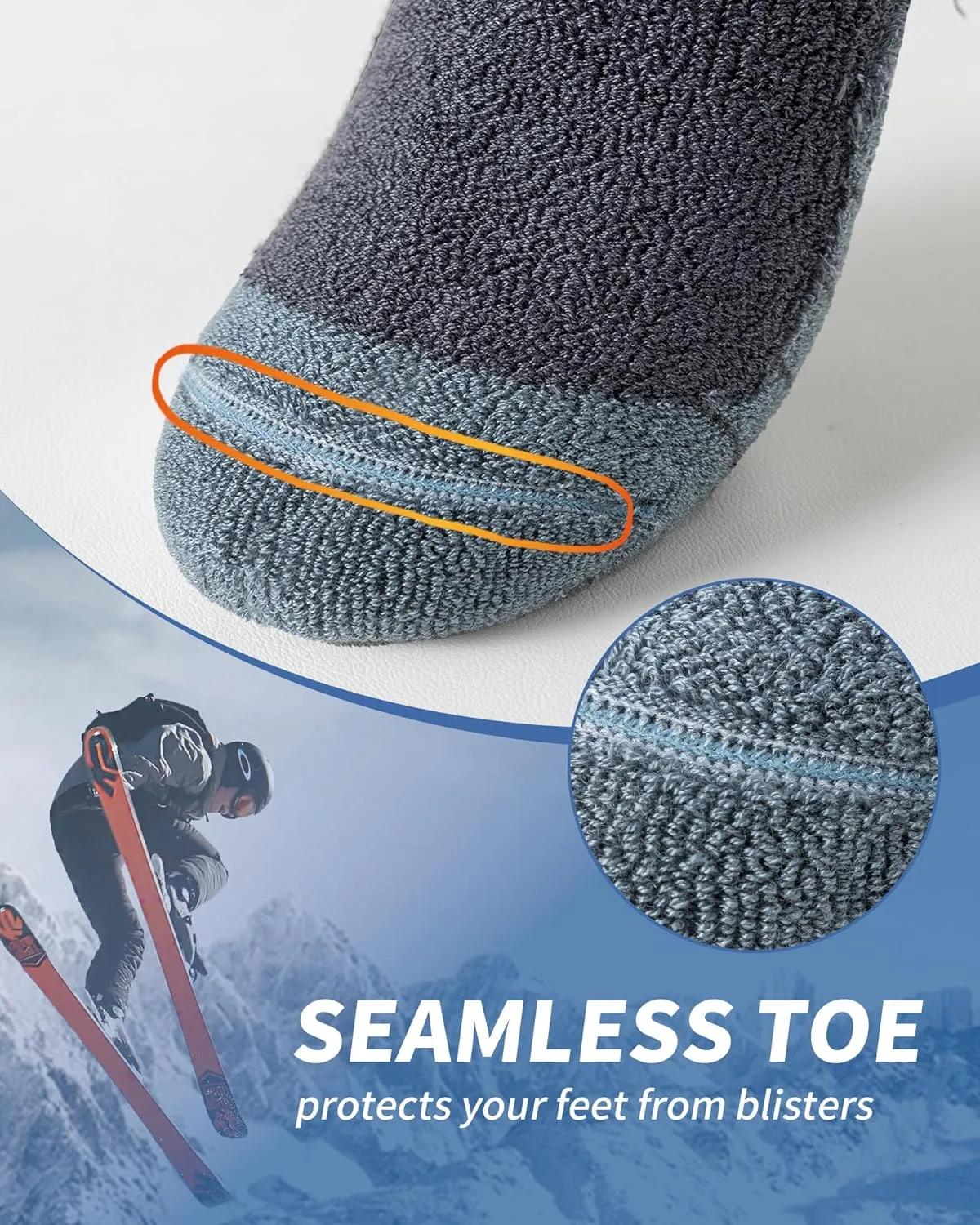 Merino Wool Ski Socks for Men Women, Thick Knee High Thermal Winter Snowboarding Socks with Exquisite Box