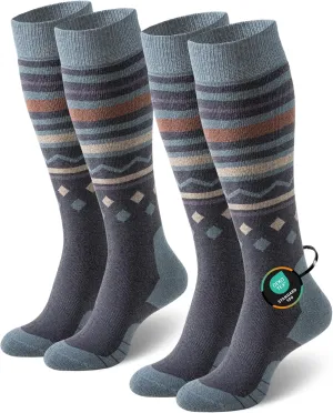 Merino Wool Ski Socks for Men Women, Thick Knee High Thermal Winter Snowboarding Socks with Exquisite Box